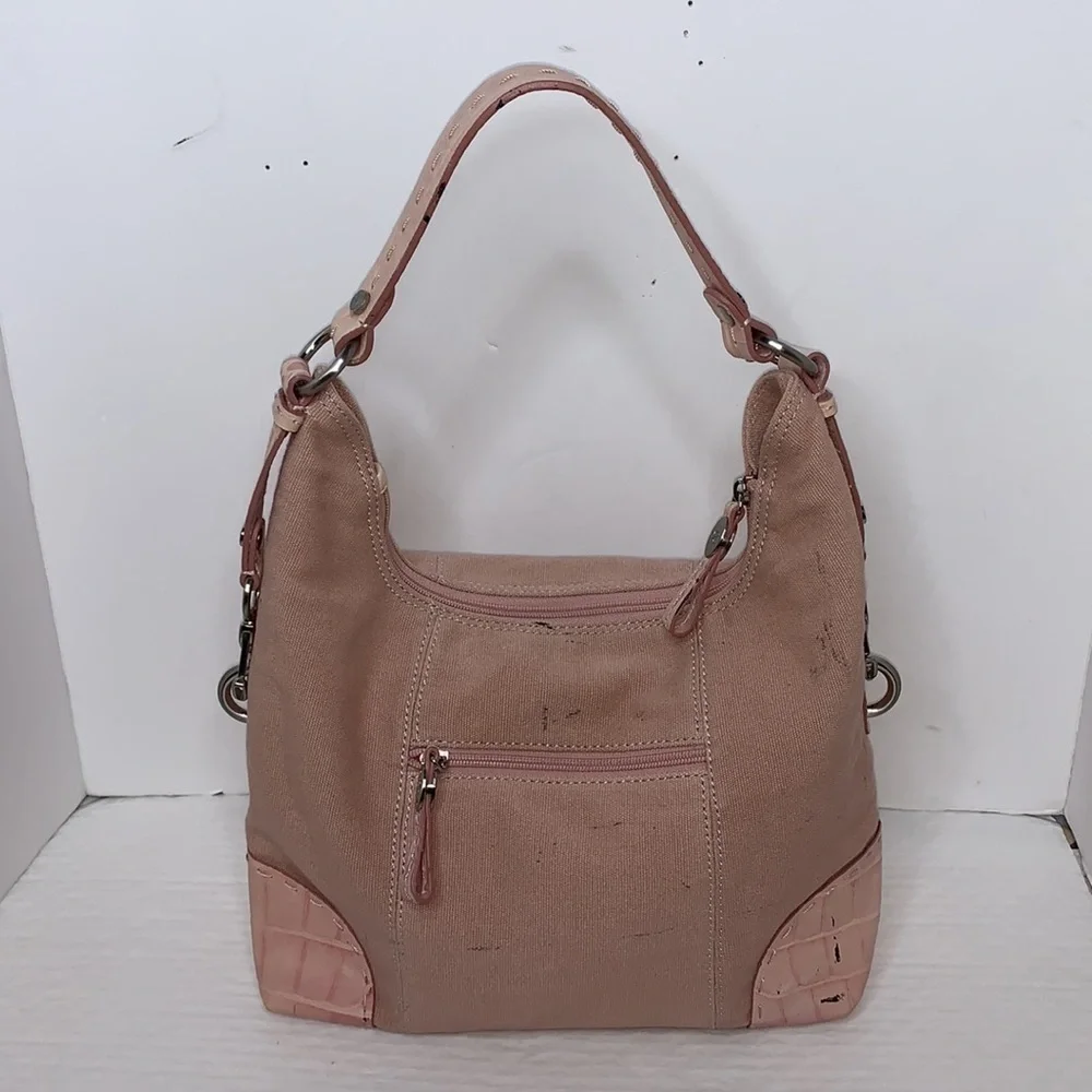 Donald J Pilner canvas and leather hobo